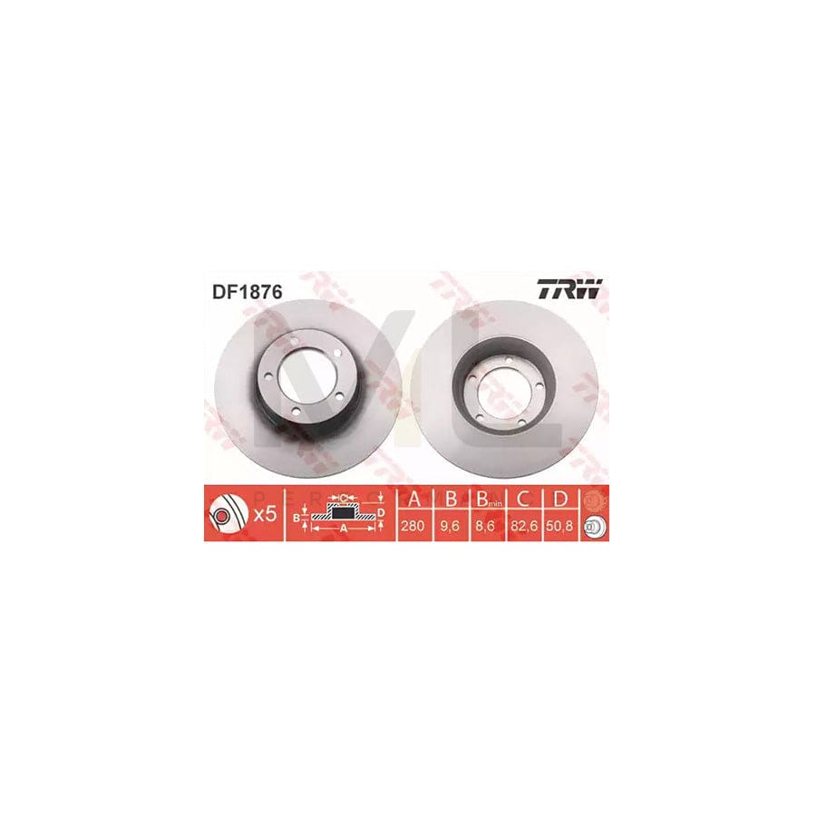 TRW DF1876 Brake Disc Solid, Painted | ML Performance Car Parts