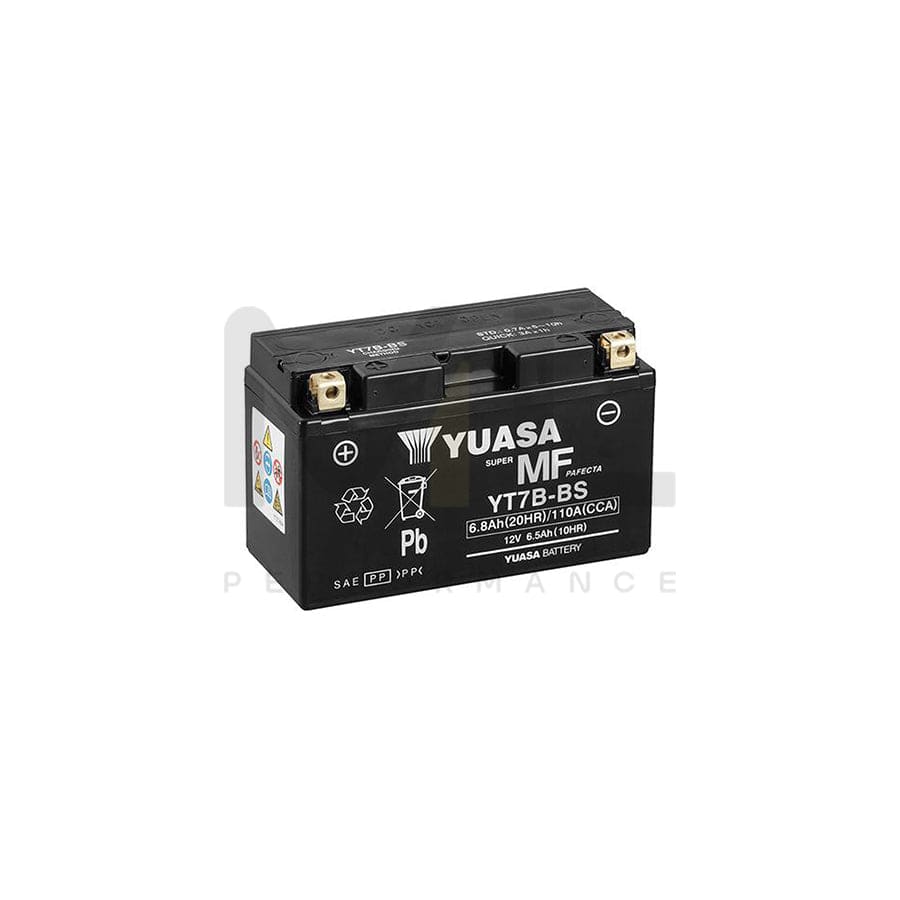 Yuasa YT7B-BS 12v VRLA Motorbike & Motorcycle Battery | ML Performance UK Car Parts