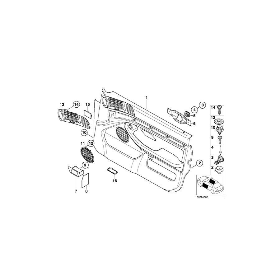 Genuine BMW 51417140294 E39 Door Trim Panel, Front Right GRAU (Inc. 525i, 528i & 520i) | ML Performance UK Car Parts