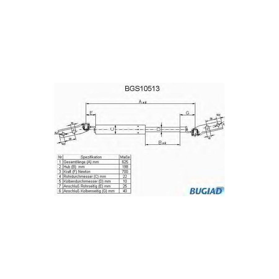 Bugiad BGS10513 Tailgate Strut For Toyota Previa / Estima I (Xr10, Xr20)