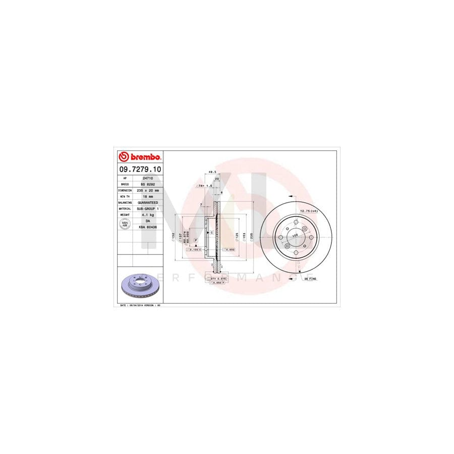 BREMBO 09.7279.10 Brake Disc for SUZUKI BALENO Internally Vented | ML Performance Car Parts