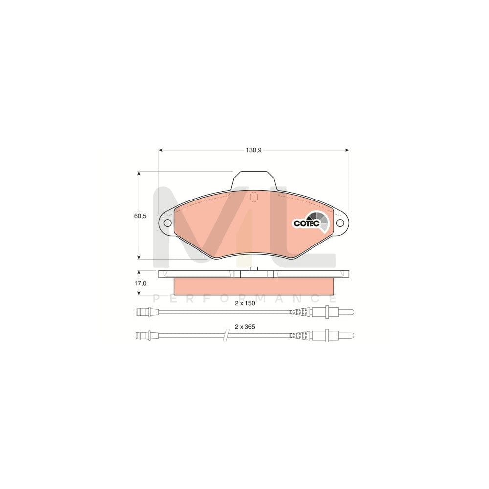 TRW Cotec Gdb1101 Brake Pad Set For Citroën Xantia Incl. Wear Warning Contact | ML Performance Car Parts