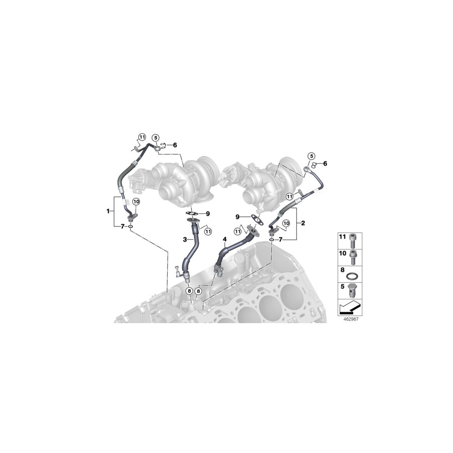 Genuine BMW 11428089005 F92 F93 F90 Exhaust Turbocharger Oil Return Line CYL. 5-8 (Inc. M5 & M8) | ML Performance UK Car Parts