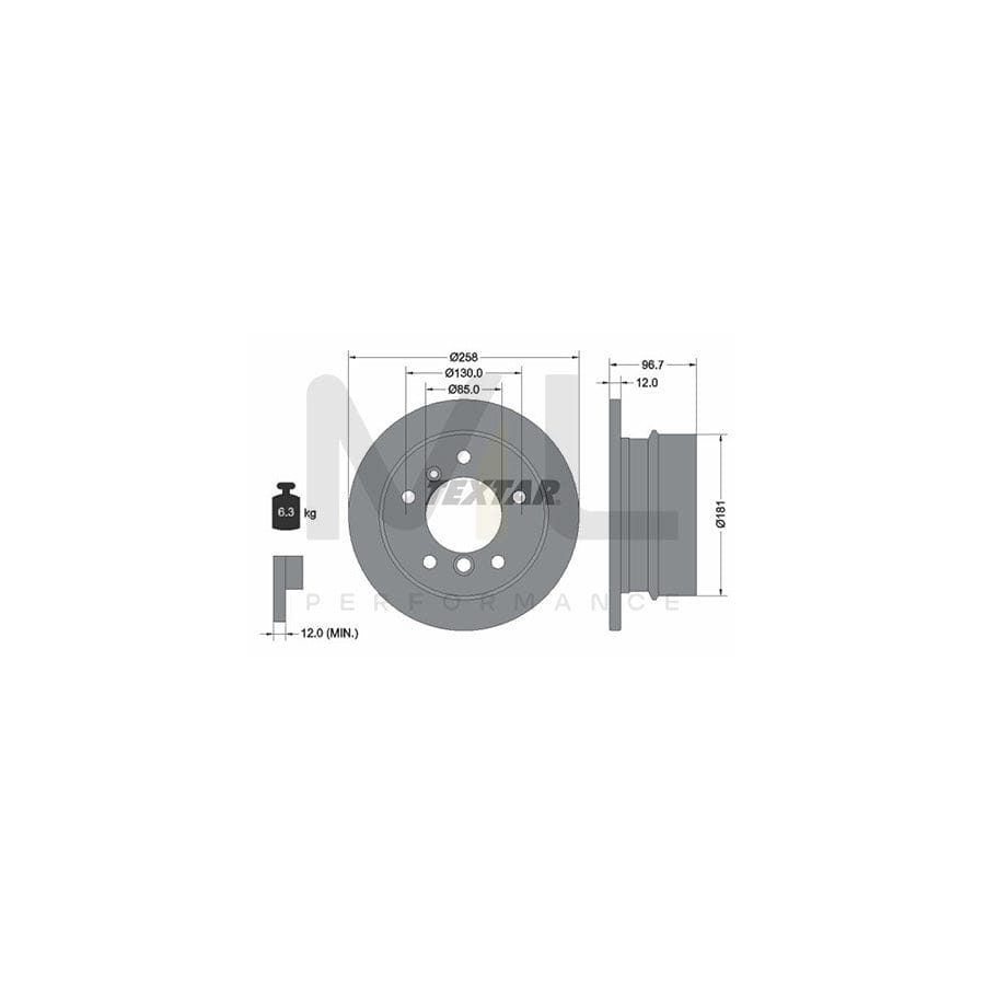 TEXTAR PRO 92137503 Brake Disc Solid, Coated, without wheel hub, without wheel studs | ML Performance Car Parts