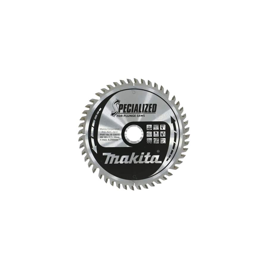 Makita MAKB33015 B-33015 Specialized for Plunge Saws Blade 165 x 20mm x 48T | ML Performance UK