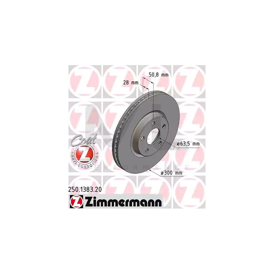 ZIMMERMANN COAT Z 250.1383.20 Brake Disc Internally Vented, Coated | ML Performance Car Parts