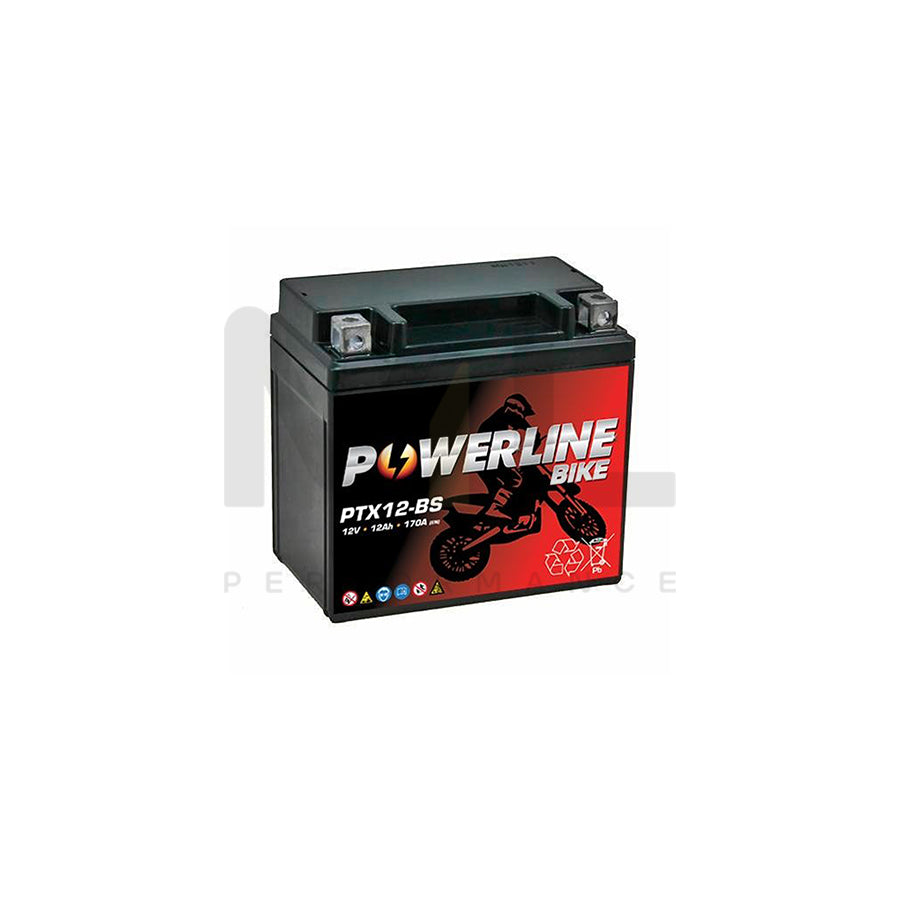 PTX12-BS Powerline Motorcycle Battery 12V 12Ah | Car Batteries UK | ML Performance Car Parts