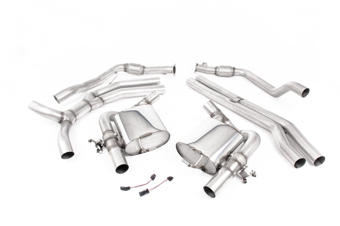 MillTek SSXAU999 Audi RS5 Non-Resonated (Race) Cat-Back Exhaust with Burnt Titanium Oval Trims