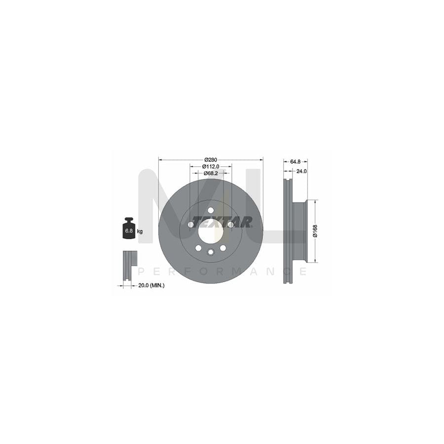 TEXTAR 92056000 Brake Disc Internally Vented, without wheel hub, without wheel studs | ML Performance Car Parts