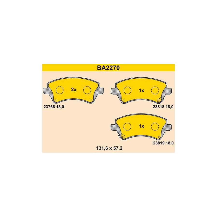 Barum BA2270 Brake Pad Set For Toyota Corolla