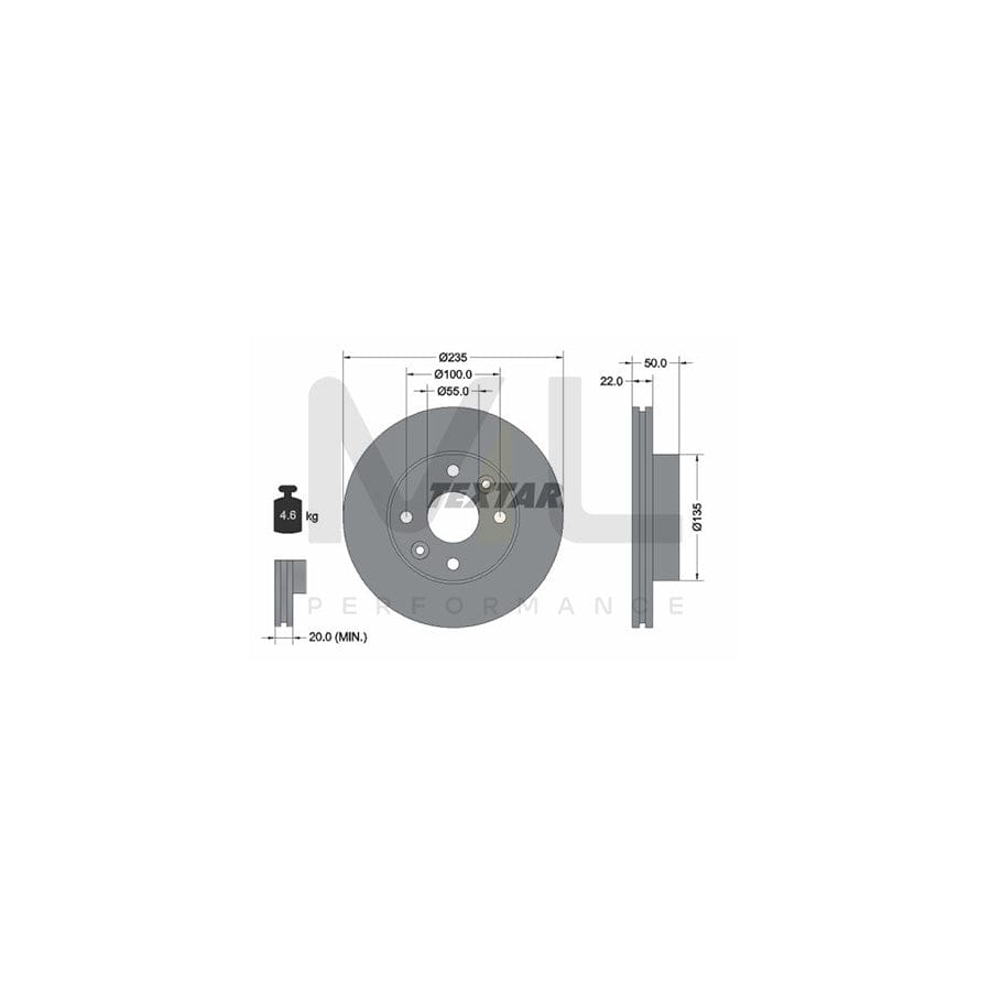 TEXTAR PRO 92288203 Brake Disc for KIA RIO Internally Vented, Coated, without wheel hub, without wheel studs | ML Performance Car Parts