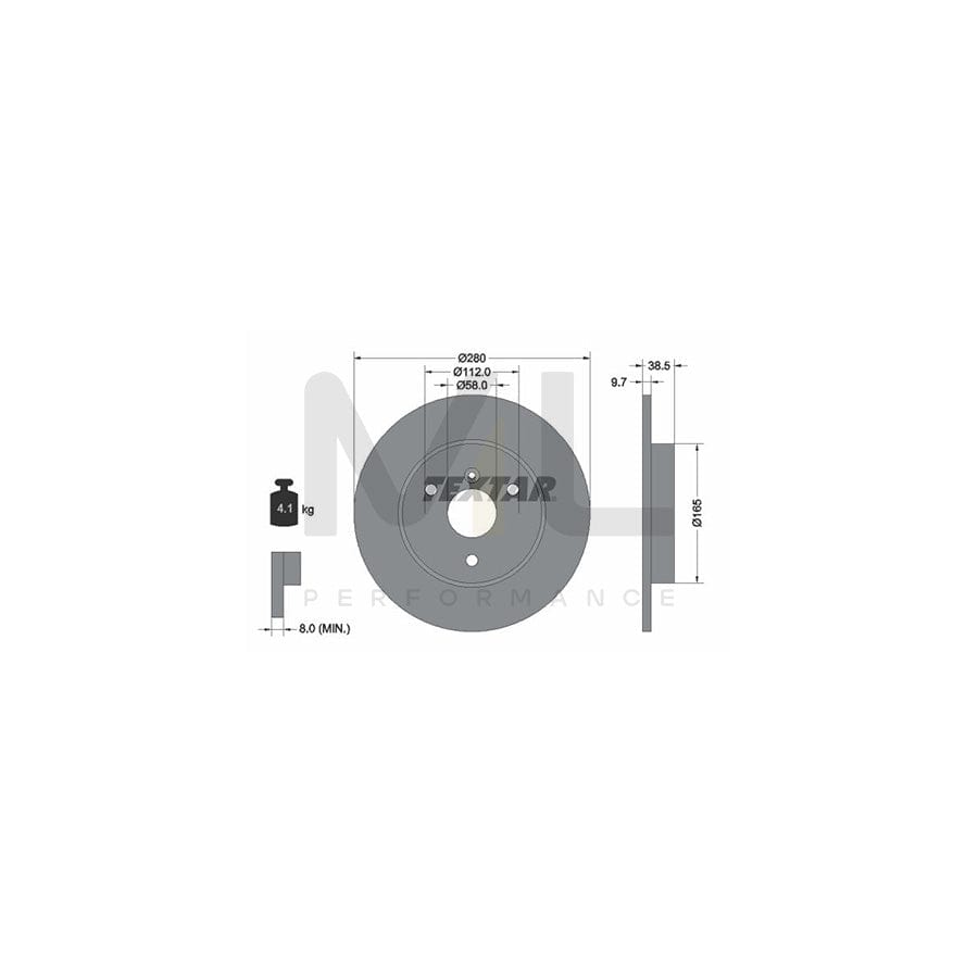 TEXTAR 92155500 Brake Disc for SMART FORTWO Solid, without wheel hub, without wheel studs | ML Performance Car Parts