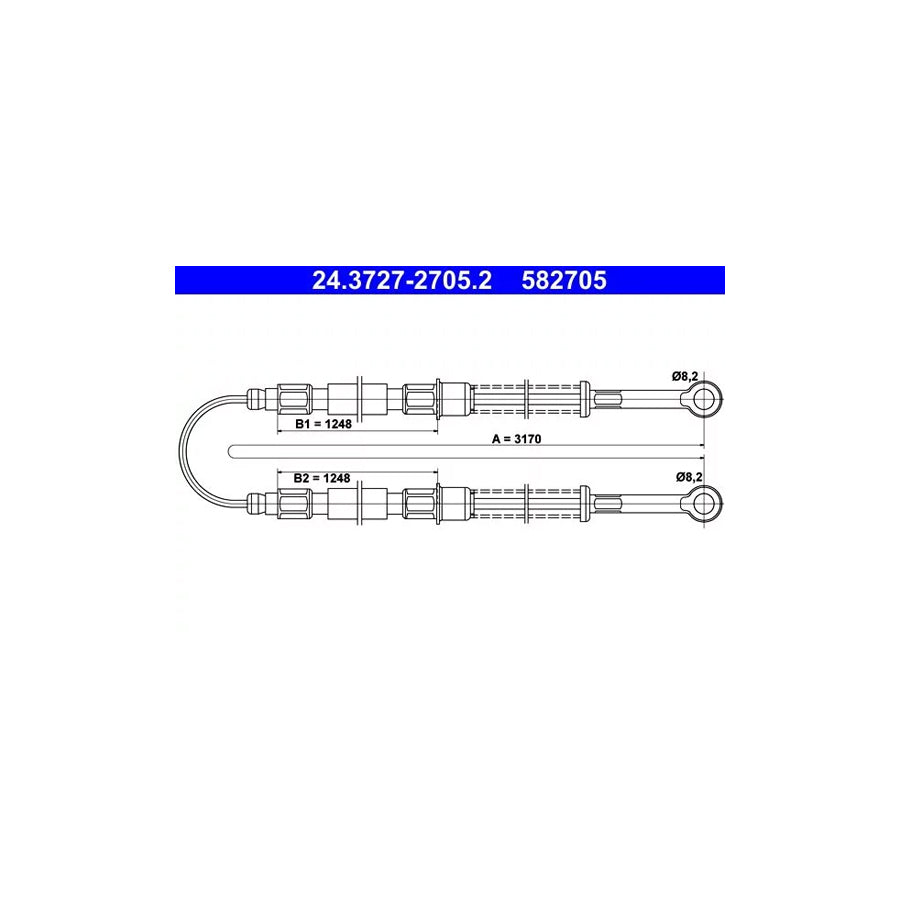 ATE 24.3727-2705.2 Hand Brake Cable For Seat Terra