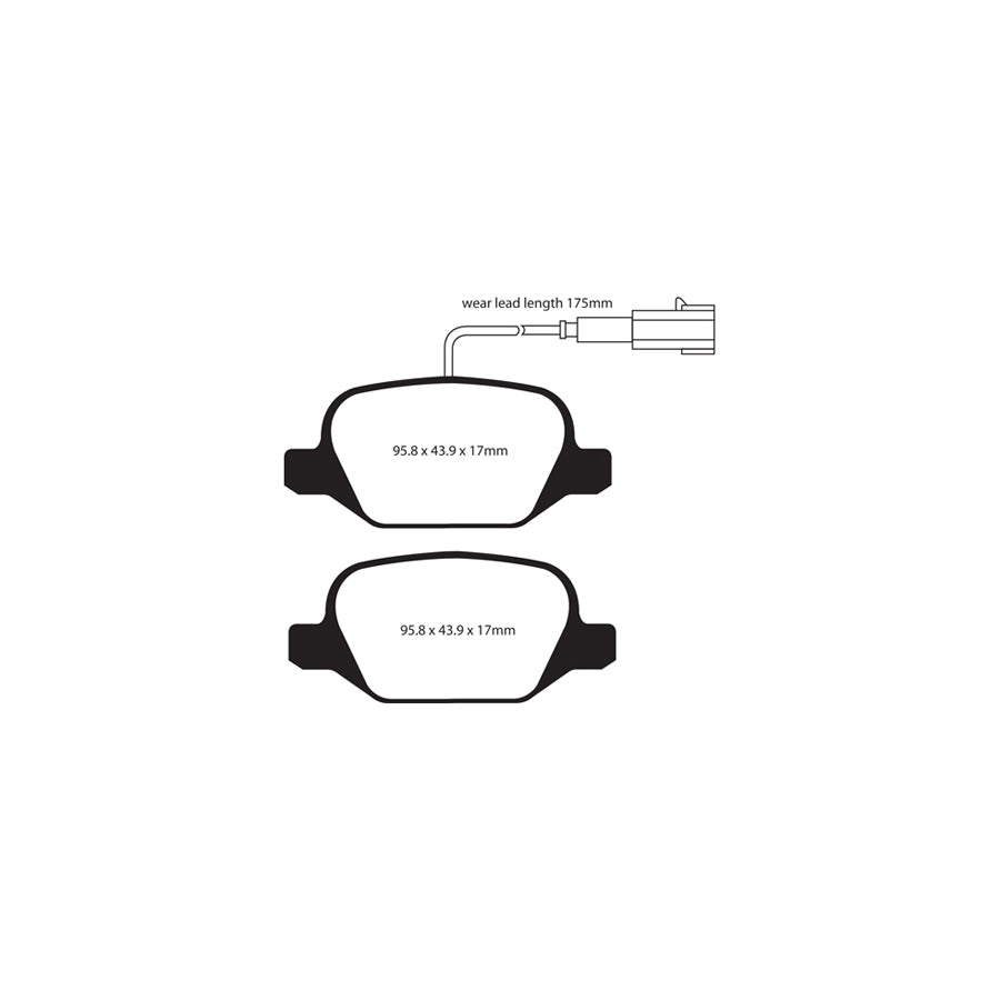 EBC DP21430/2 Alfa Romeo MiTo Greenstuff Rear Brake Pads - TRW Caliper 2 | ML Performance UK Car Parts