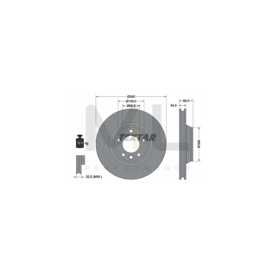 TEXTAR 92121800 Brake Disc Internally Vented, without wheel hub, without wheel studs | ML Performance Car Parts