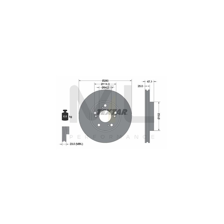 TEXTAR PRO 92146603 Brake Disc for HONDA ACCORD Internally Vented, Coated, without wheel hub, without wheel studs | ML Performance Car Parts