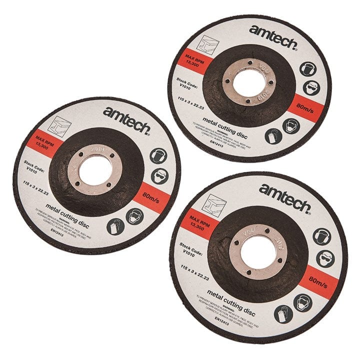 Amtech 3pcs. 115mm Metal Cutting Disc | ML Performance DIY & Power Tools