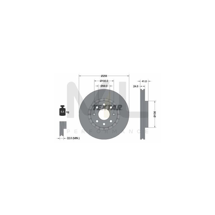 TEXTAR 92263303 Brake Disc for CHEVROLET AVEO Externally Vented, Coated, without wheel hub, without wheel studs | ML Performance Car Parts