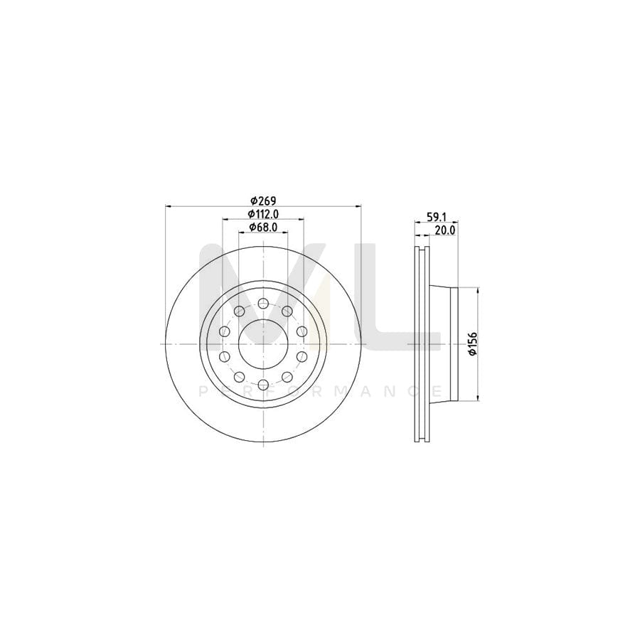 HELLA 8DD 355 103-851 Brake Disc Externally Vented, without wheel hub, without wheel studs | ML Performance Car Parts