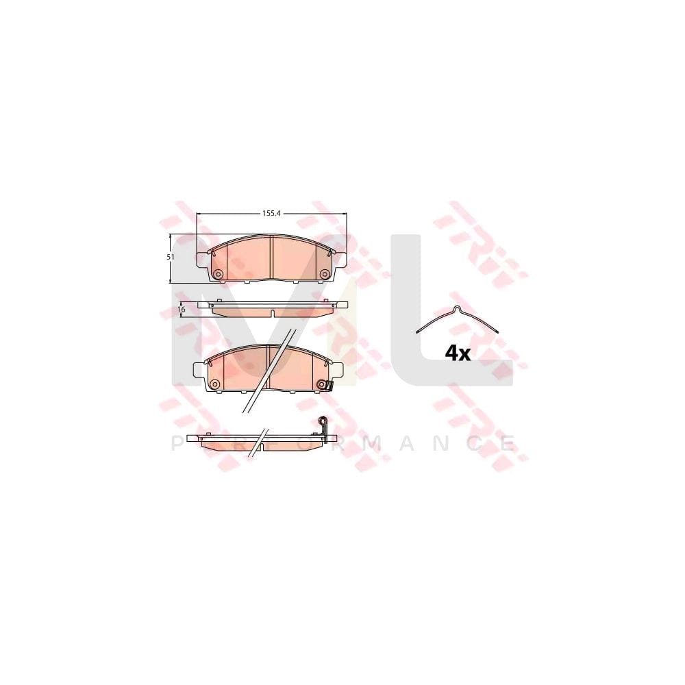 TRW Gdb2124 Brake Pad Set For Mitsubishi L200 / Triton V Pickup (Kj, Kk, Kl) With Acoustic Wear Warning | ML Performance Car Parts