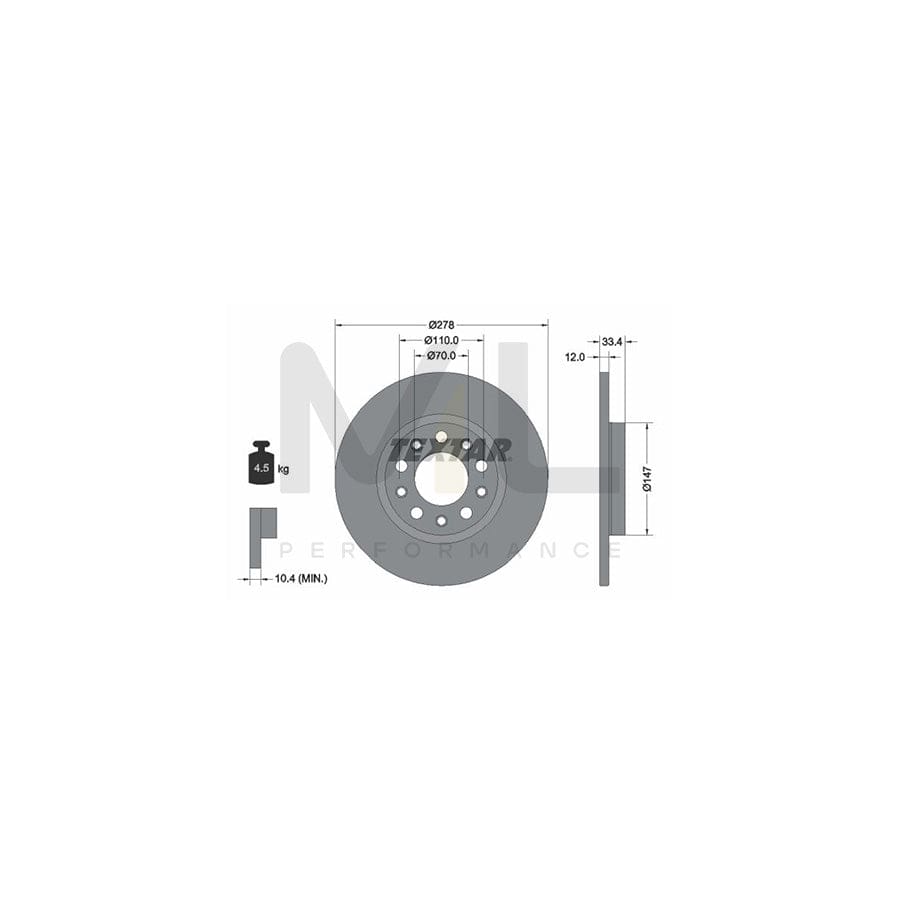 TEXTAR 92326503 Brake Disc Solid, Coated, without wheel hub, without wheel studs | ML Performance Car Parts