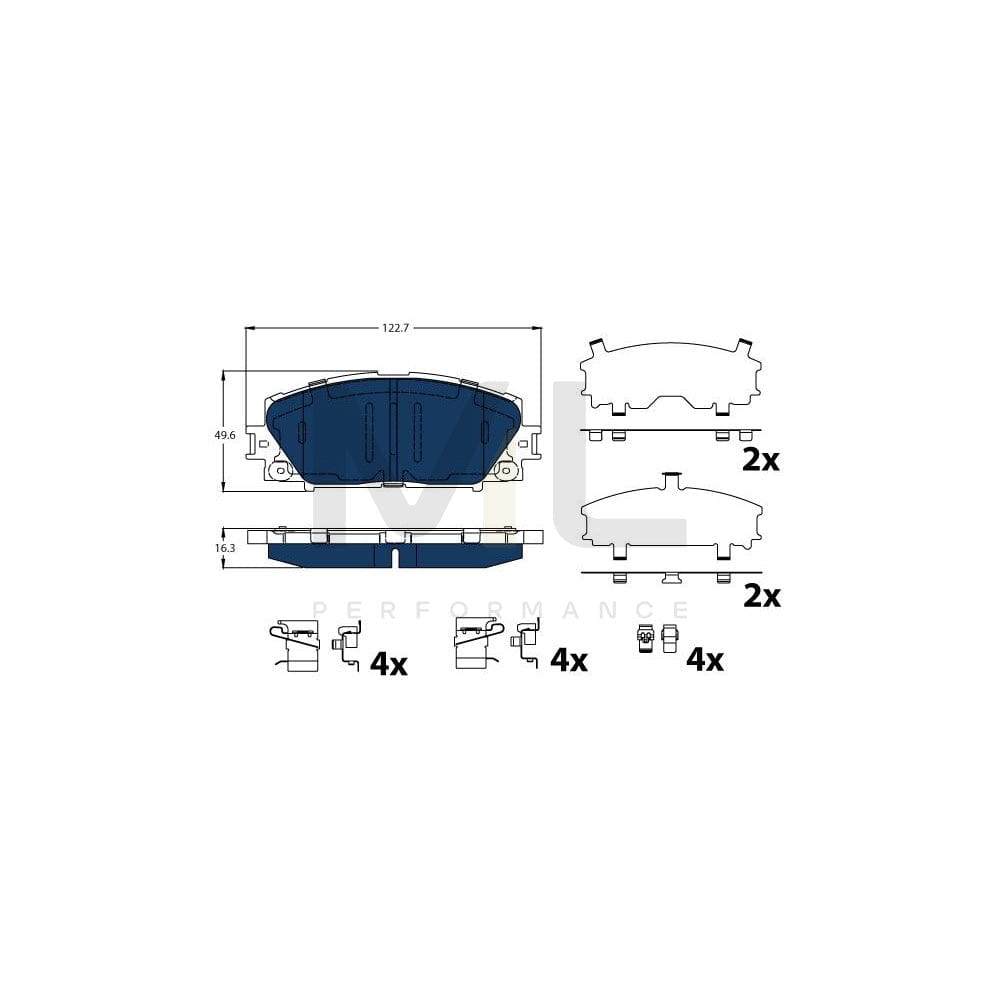 TRW Gdb4173Bte Brake Pad Set Not Prepared For Wear Indicator, With Accessories | ML Performance Car Parts