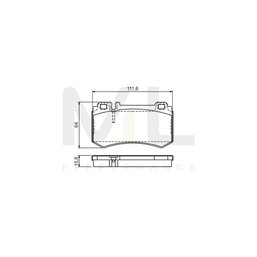 Bosch 0986494356 Brake Pad Set With Anti-Squeak Plate, With Mounting Manual BP1264 | ML Performance Car Parts