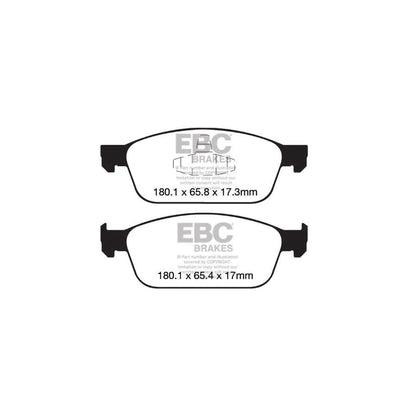 EBC PD01KF1684 Ford Focus Mk3 Greenstuff Front Brake Pad & Plain Disc Kit  - ATE Caliper 2 | ML Performance UK Car Parts