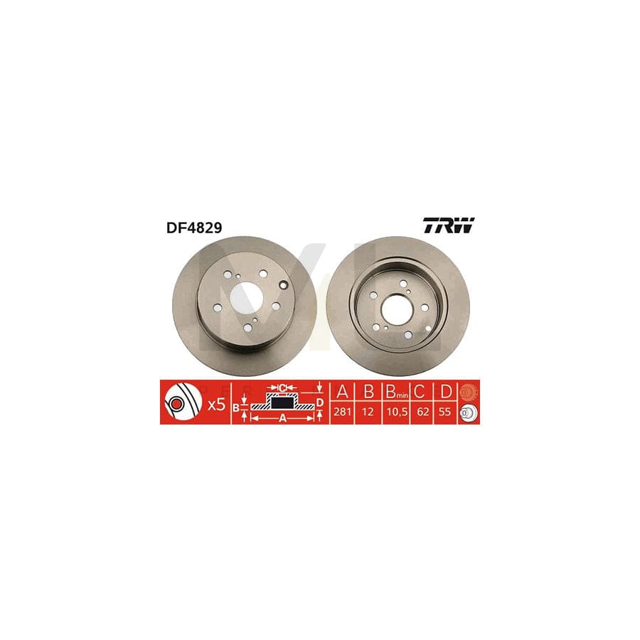 TRW DF4829 Brake Disc Solid, Painted | ML Performance Car Parts