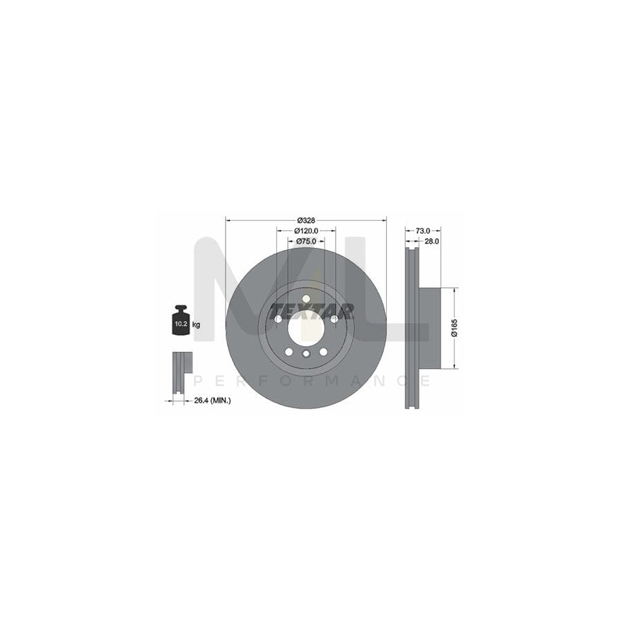 TEXTAR PRO 92257103 Brake Disc Internally Vented, Coated, without wheel hub, without wheel studs | ML Performance Car Parts