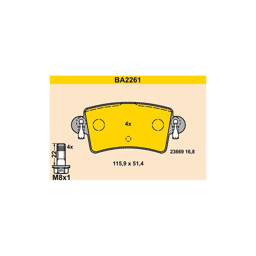 Barum BA2261 Brake Pad Set