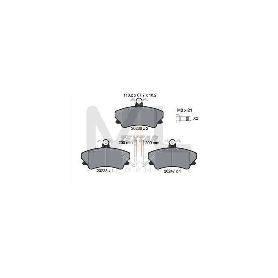 TEXTAR 2023602 Brake pad set for RENAULT Espace II (J63/S63) with integrated wear warning contact, with brake caliper screws | ML Performance Car Parts