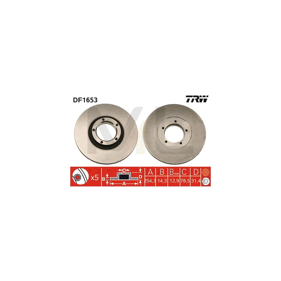 TRW DF1653 Brake Disc for FORD TRANSIT Solid, Painted | ML Performance Car Parts