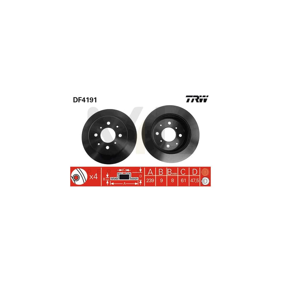 TRW DF4191 Brake Disc Solid, Painted | ML Performance Car Parts