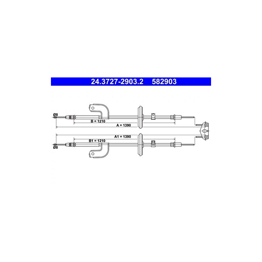 ATE 24.3727-2903.2 Hand Brake Cable For Chevrolet Aveo