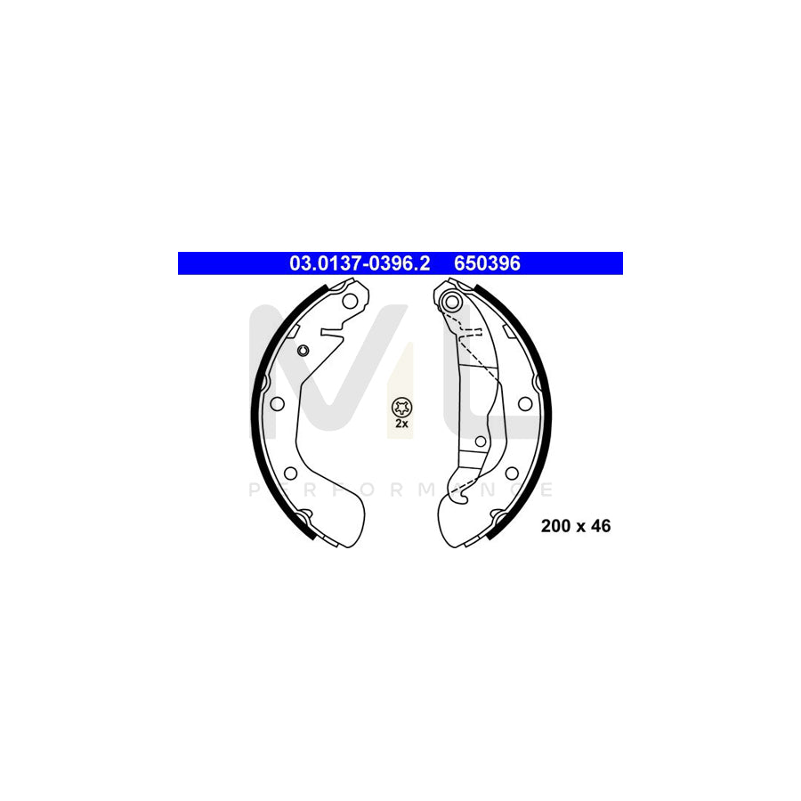 ATE 03.0137-0396.2 Brake Shoe Set with lever | ML Performance Car Parts