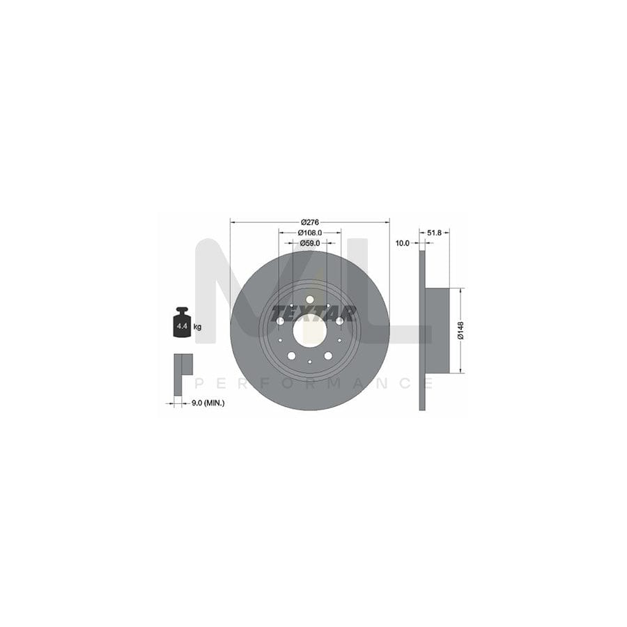 TEXTAR 92095300 Brake Disc Solid, without wheel hub, without wheel studs | ML Performance Car Parts