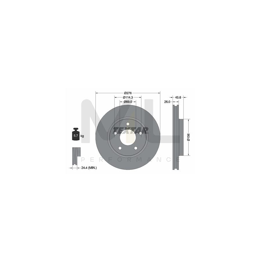 TEXTAR PRO 92197403 Brake Disc Internally Vented, Coated, without wheel hub, without wheel studs | ML Performance Car Parts