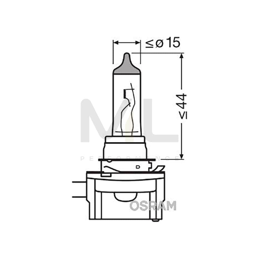 OSRAM ORIGINAL 64242 Bulb, spotlight H8B 12V 35W PGJY-1 3200K Halogen | ML Performance Car Parts