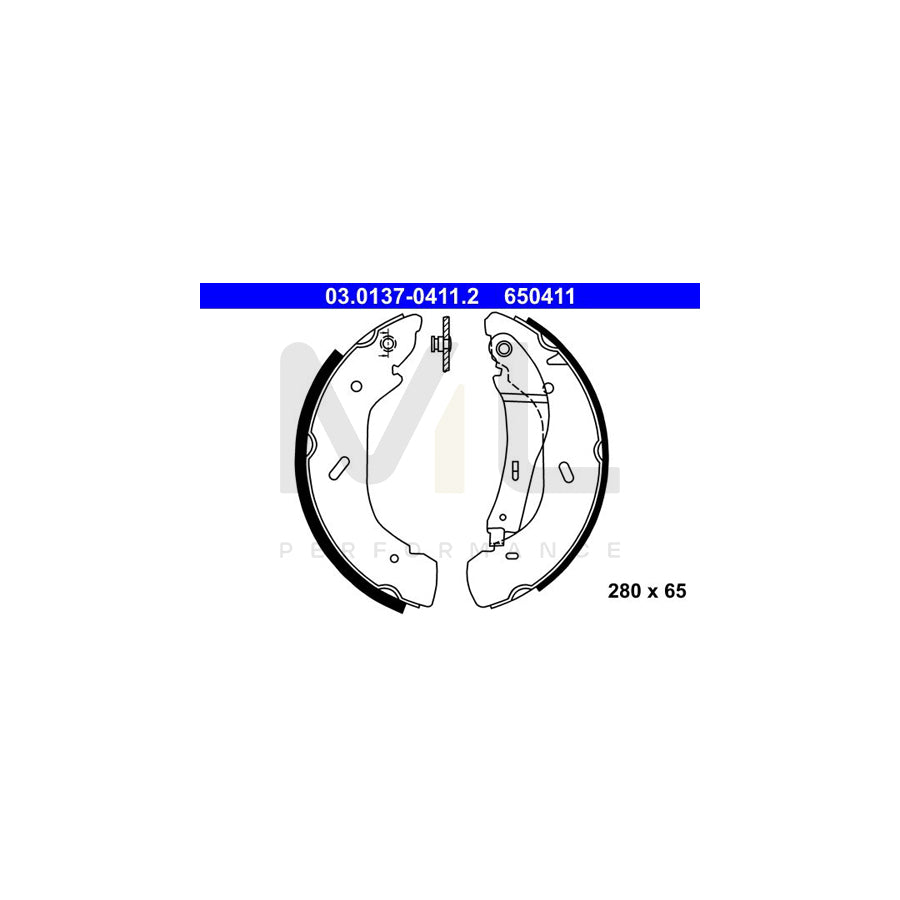 ATE 03.0137-0411.2 Brake Shoe Set for FORD TRANSIT with lever | ML Performance Car Parts