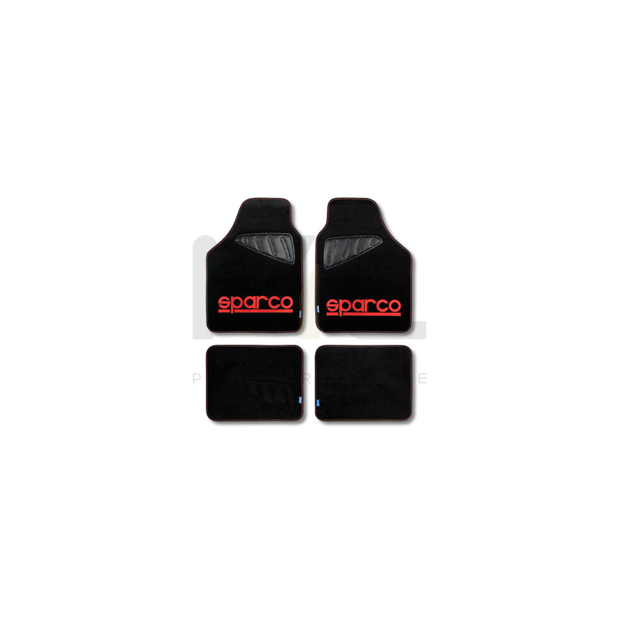 SPARCO SPC1903 Floor mat set Latex, Polyester, PVC, Front and Rear, Black, Red | ML Performance Car Parts