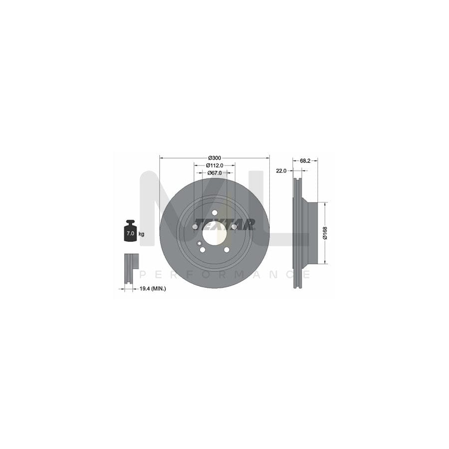 TEXTAR PRO 92115503 Brake Disc Internally Vented, Coated, without wheel hub, without wheel studs | ML Performance Car Parts