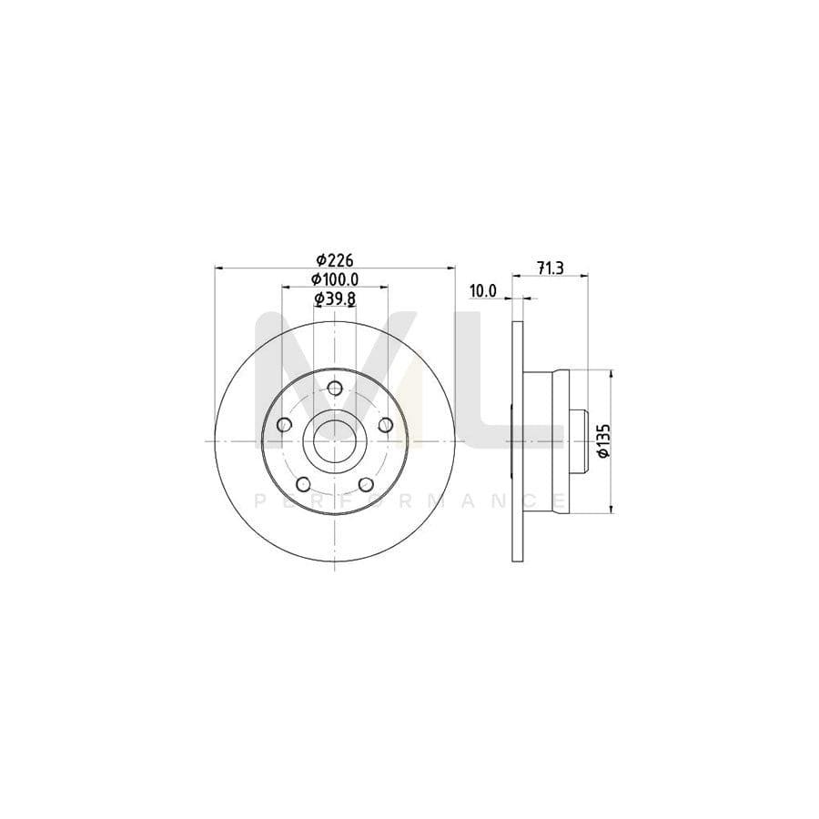 HELLA 8DD 355 113-411 Brake Disc Solid, with ABS sensor ring, without wheel studs | ML Performance Car Parts