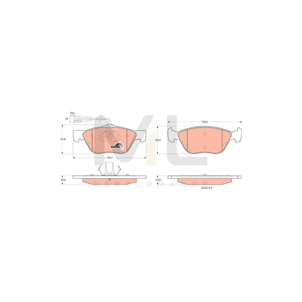 TRW Cotec Gdb1212 Brake Pad Set Incl. Wear Warning Contact | ML Performance Car Parts