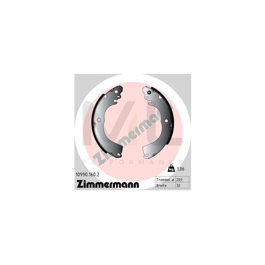 ZIMMERMANN 10990.160.2 Brake Shoe Set for MITSUBISHI MIRAGE Photo corresponds to scope of supply | ML Performance Car Parts