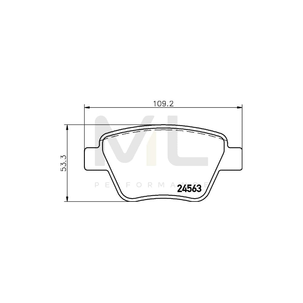 Hella 8DB 355 014-021 Brake Pad Set Not Prepared For Wear Indicator, With Brake Caliper Screws, With Accessories | ML Performance Car Parts