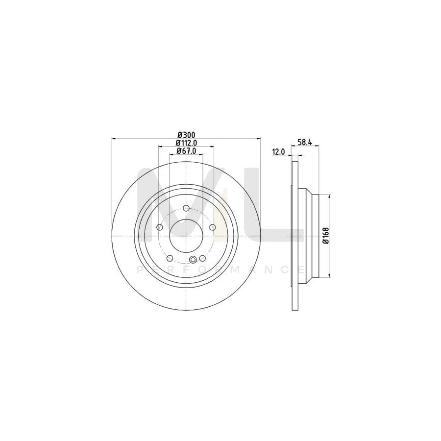 HELLA PRO 8DD 355 115-411 Brake Disc Solid, Coated, without wheel hub, without wheel studs | ML Performance Car Parts