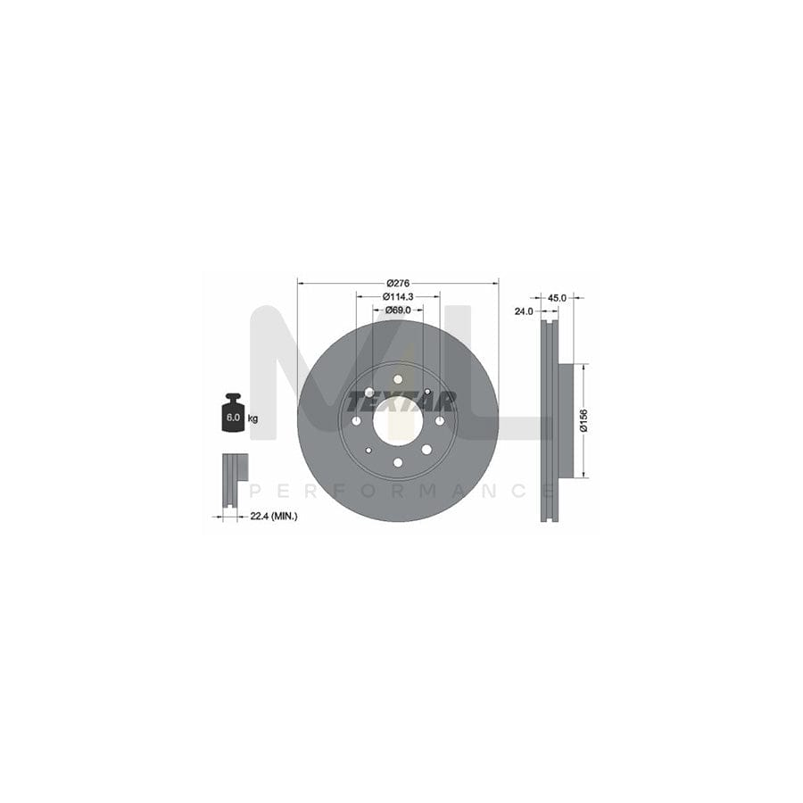 TEXTAR 92110500 Brake Disc for MITSUBISHI GALANT Internally Vented, without wheel hub, without wheel studs | ML Performance Car Parts