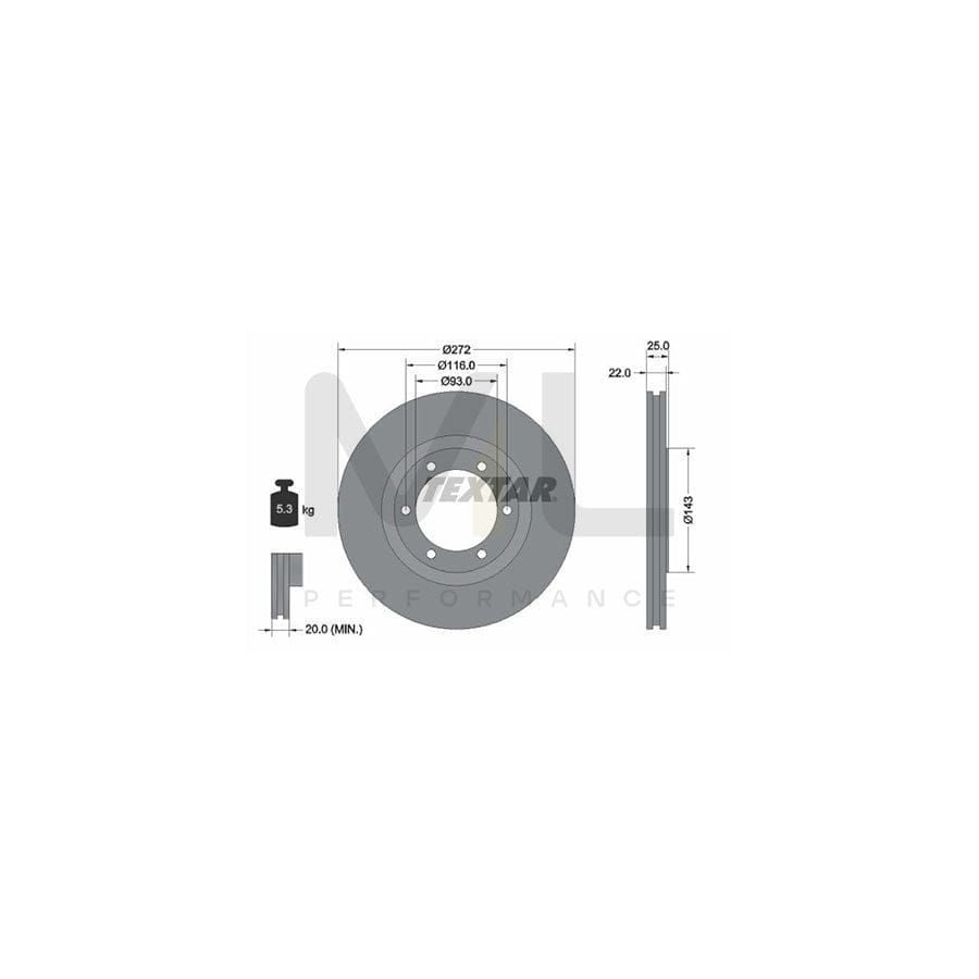 TEXTAR 92235800 Brake Disc for MAZDA B-Series Pickup (UF) Internally Vented, without wheel hub, without wheel studs | ML Performance Car Parts