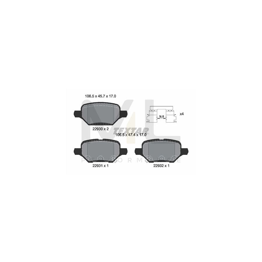 TEXTAR 2293001 Brake pad set with acoustic wear warning, with accessories | ML Performance Car Parts